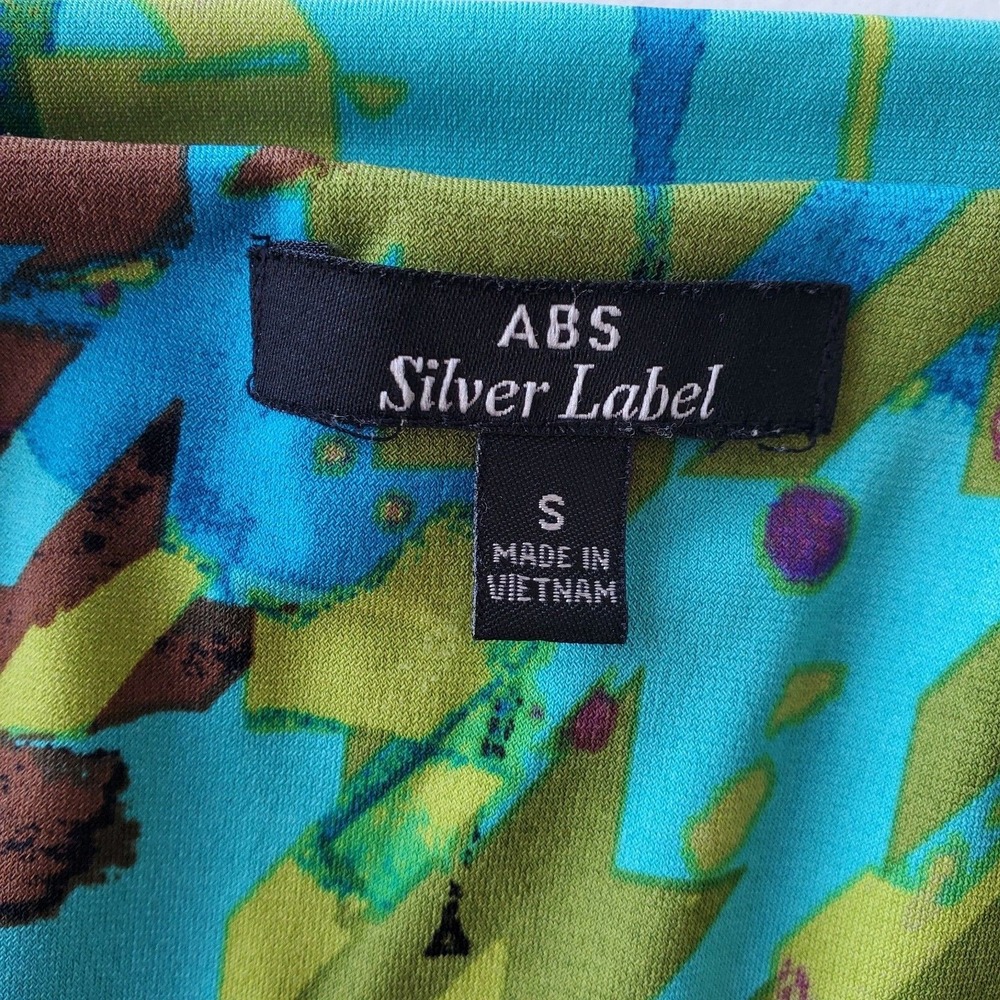 ABS Silver Label Midi Dress Women‎ Small Green Blue Elegant Vacation Resortwear - Picture 4 of 11